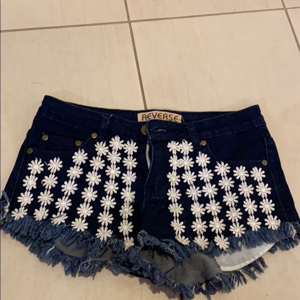 reverse jean shorts
